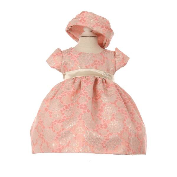 Shop Baby Girls Coral Champagne Two Tone Jacquard Hat Brooch