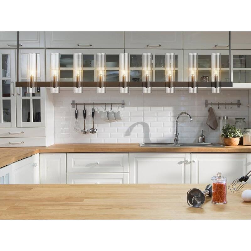 KAYLA Brass Kitchen Island Lighting- 16-Light Linear Chandelier