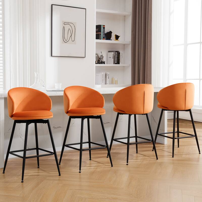 26"/30" Velvet Upholstered Swivel Counter/Bar Stools Set of 2/3