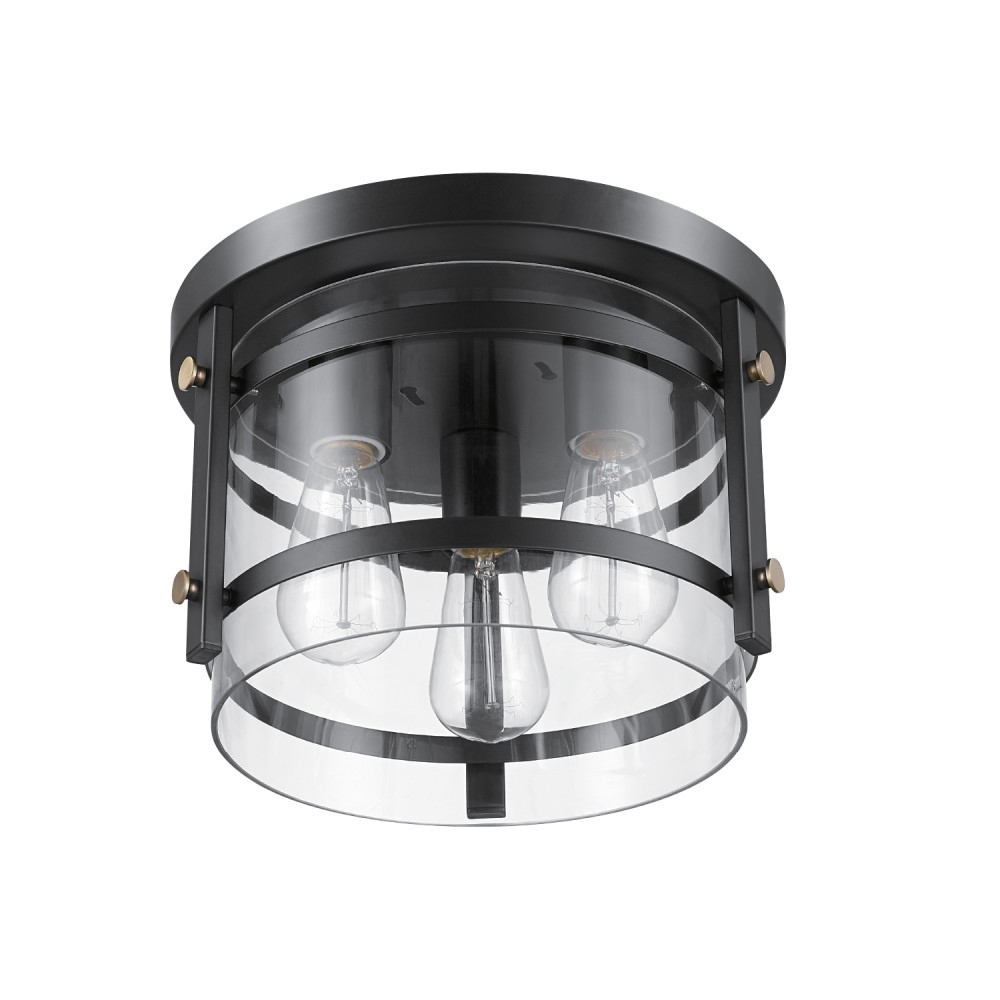 Globe Electric 60417 Wexford 3 Light 12 Wide Flush Mount Drum Ceiling Fixture Dark Bronze Brass Bed Bath Beyond 25653611