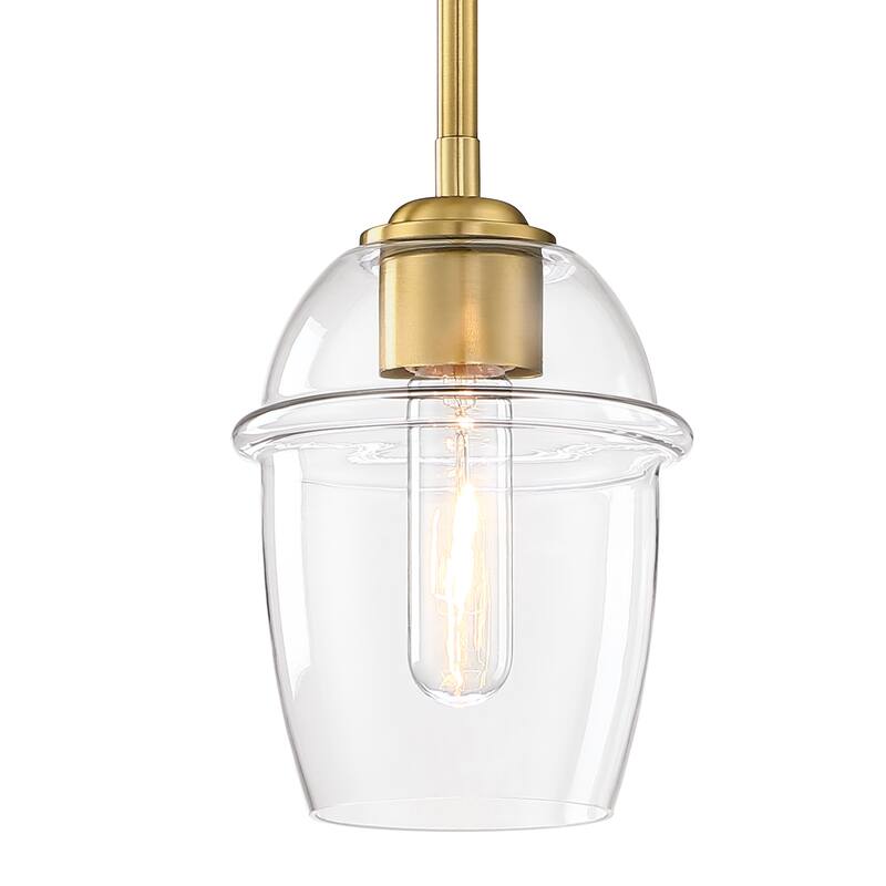Summer Jazz 60 Watt 1-Light Brushed Gold Transitional Pendant Light with Clear Glass Shade - 8