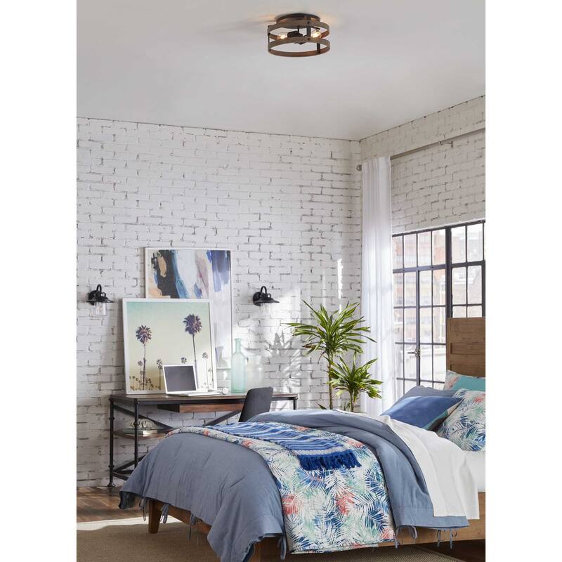Progress Lighting Gulliver 2 Light 14" Wide Outdoor Semi-Flush Drum