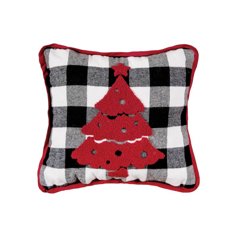 12" x 12" Franklin Farm Tree Tufted Christmas Tufted Throw Pillow