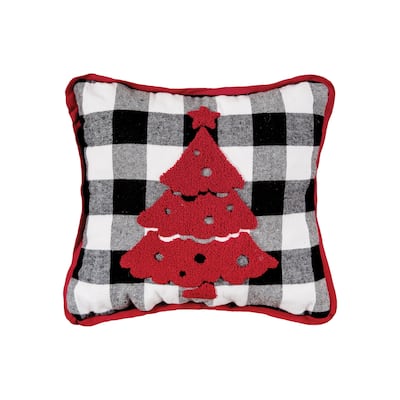 12" x 12" Franklin Farm Tree Tufted Christmas Tufted Throw Pillow