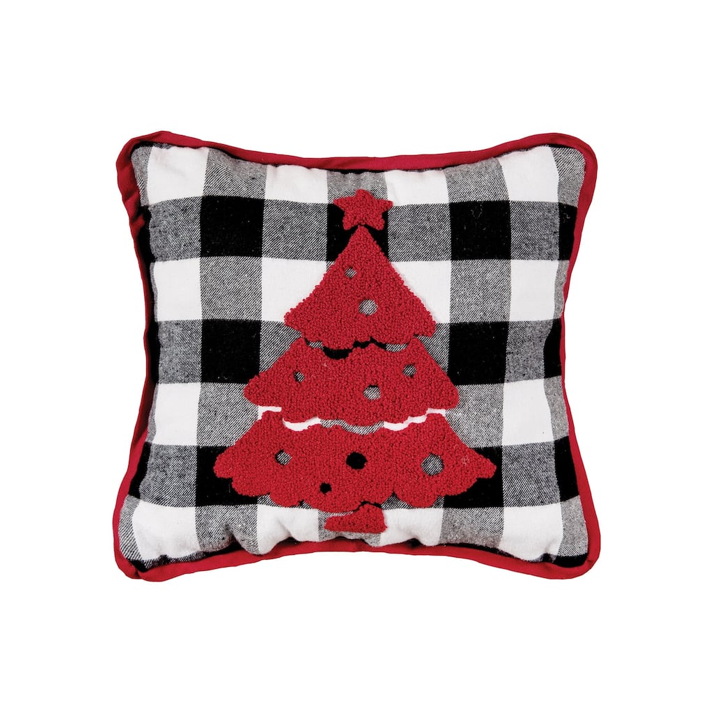 12" x 12" Franklin Farm Tree Tufted Christmas Tufted Throw Pillow