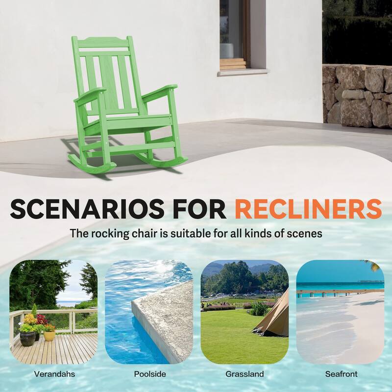 Outdoor Patio HDPE Rocking Chiar, Extra Wide Seat & Backrest
