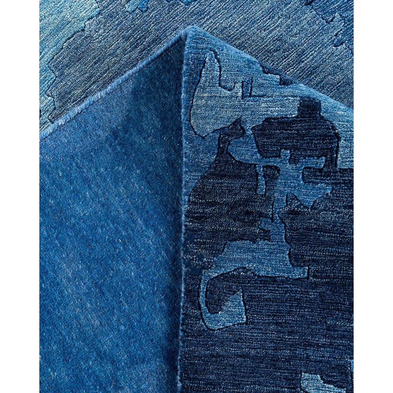 Modern One-of-a-Kind Handmade Area Rug - Blue, 9' 2" x 12' 4" - 9' 2" x 12' 4"