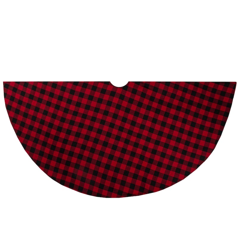 48" Red and Black Buffalo Plaid Christmas Tree Skirt