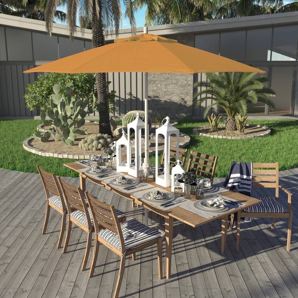 California Umbrella 9' Rd Golden State Series Patio Umbrella White Aluminum Frame Crank Lift Collar Tilt Sunbrella