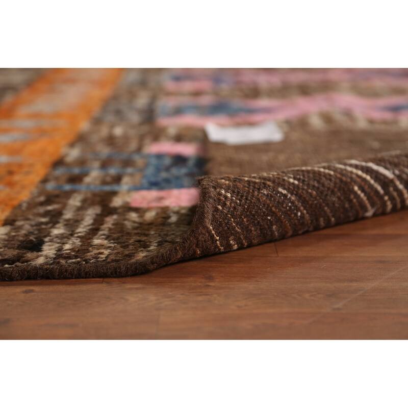 Brown Geometric Moroccan Area Rug Hand-Knotted Wool Carpet - 6'10" x 9'10"