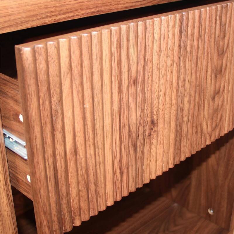 Nightstand with Drawer Storage Fluted Bed Side Table, Large Modern Wide Bedside Stand Mid Century Night Stands