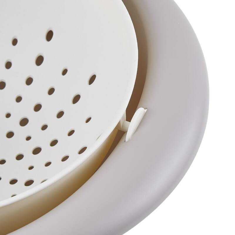 Round Kitchen Colander Set with Bowl Strainer, 2 in 1 BPA Free Plastic Fruit Vegetable Washing Food Strainers