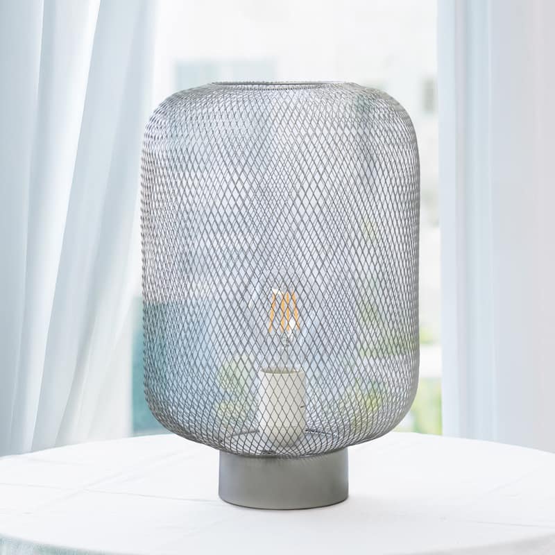 Metal Mesh Cylinder Table Lamp with On/Off Switch - 8.50 x 8.50 x 11.80 in. (L x W x H)