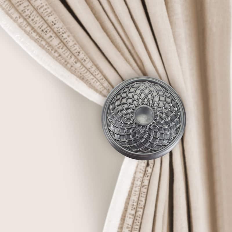 Deco Window 2 Pcs Curtain Holdback Wall Mounted Metal Drapery Disc Hook for Curtains, Sheer, and Blackout Panels. - 4.75"