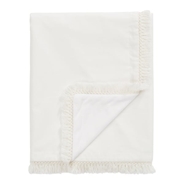 slide 2 of 6, Ivory Boho Bohemian Collection Girl Boy Baby Receiving Security Blanket - Gender Neutral Off White Farmhouse Fringe Cotton