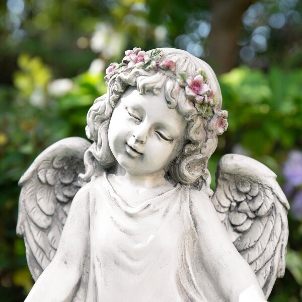 Glitzhome Handmade Magnesium Oxide/Fiberglass Angel Birdfeeder
