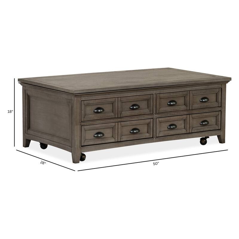 Magnussen Home Paxton Place Dovetail Grey Lift Top Storage Cocktail Table with Casters - 50''W x 28''D x 18''H