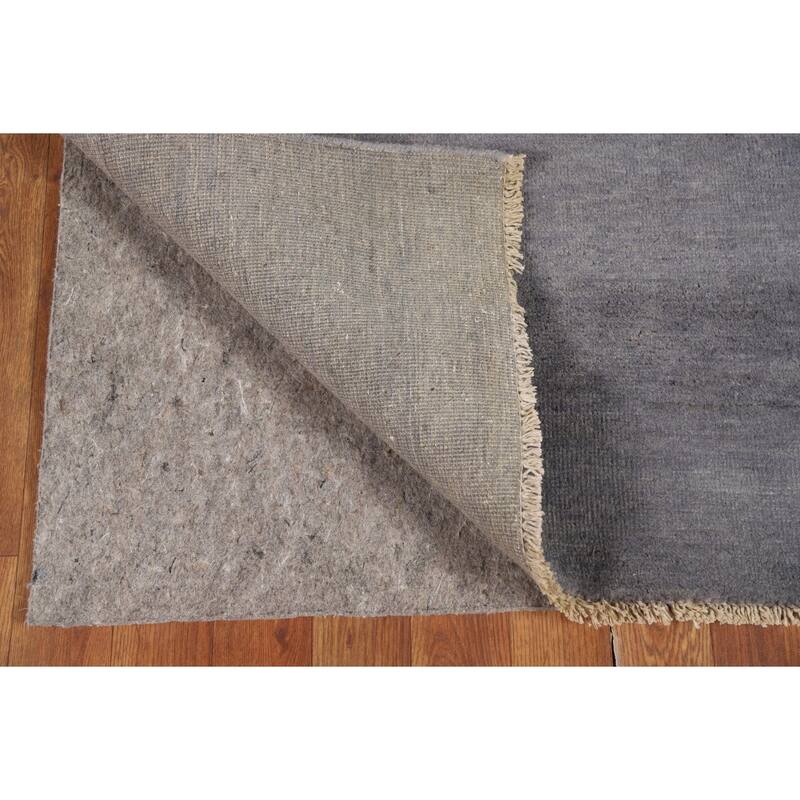 Modern Gabbeh Oriental Foyer Rug Hand-Knotted Grey Wool Carpet - 3'3" x 4'11"