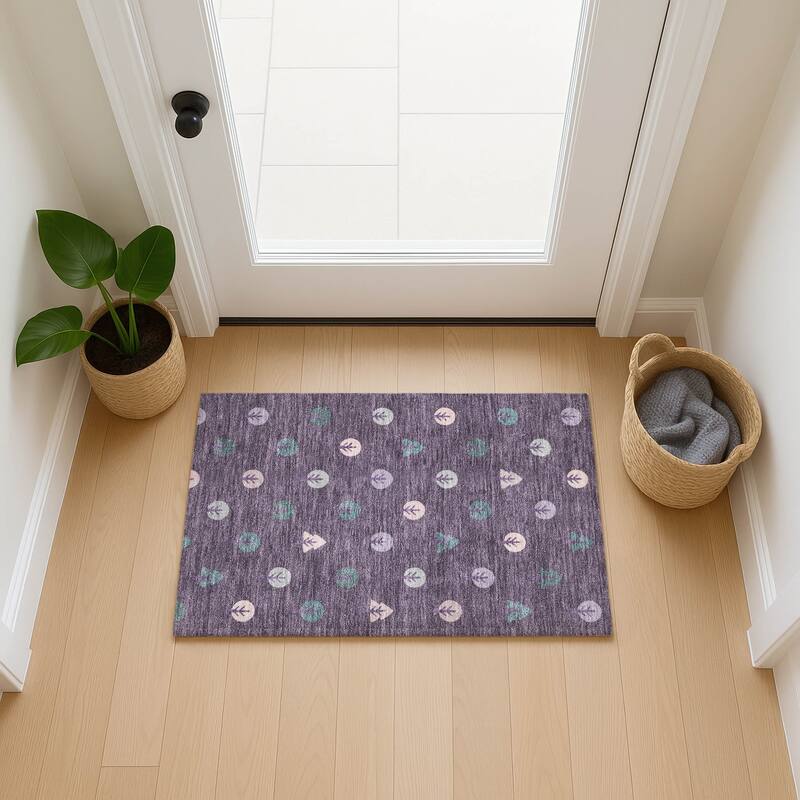 Machine Washable Indoor/ Outdoor Modern Mulvane Chantille Rug