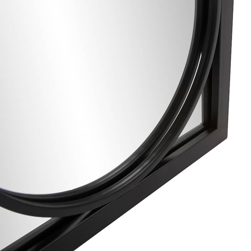 Allan Andrews Rectangular Metal Framed Black Wall Mirror with Circular Overlays - 47"H x 21"W