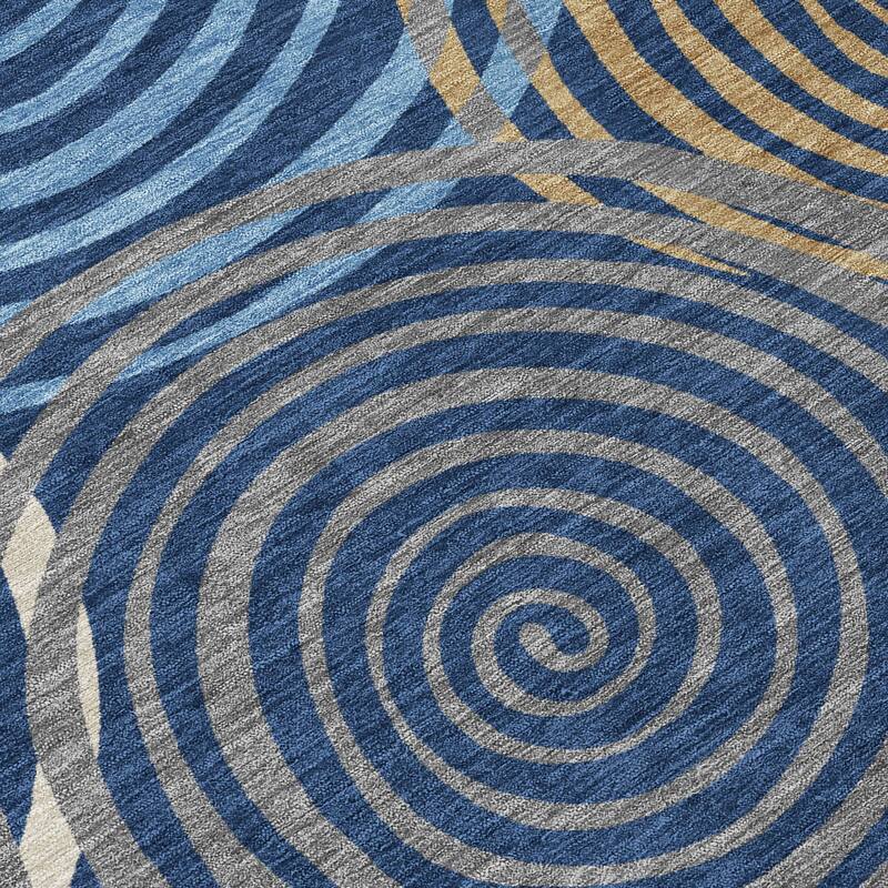 Machine Washable Indoor/ Outdoor Contemporary Swirls Chantille Rug