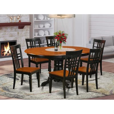 Dinette Set 7 Piece Table with Chairs - Kitchen Dining Room Set - Black Cherry Finish