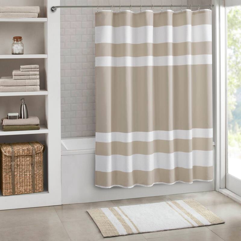 Madison Park Spa Waffle Shower Curtain with 3M Treatment - 72x78" - Taupe