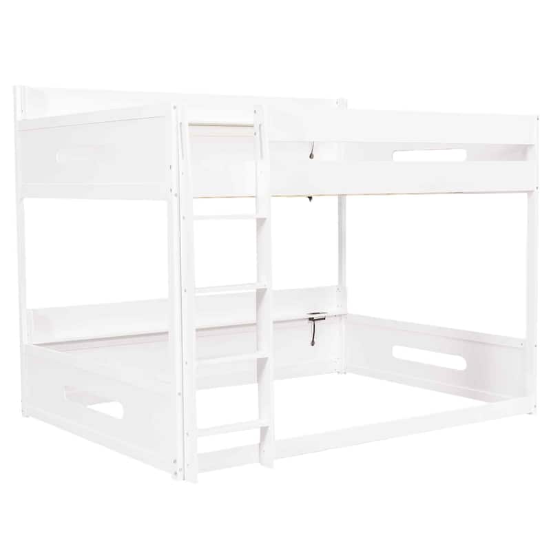 Queen over Queen Bunk Bed with Storage Shelves & USB Ports by Harper&Bright Designs