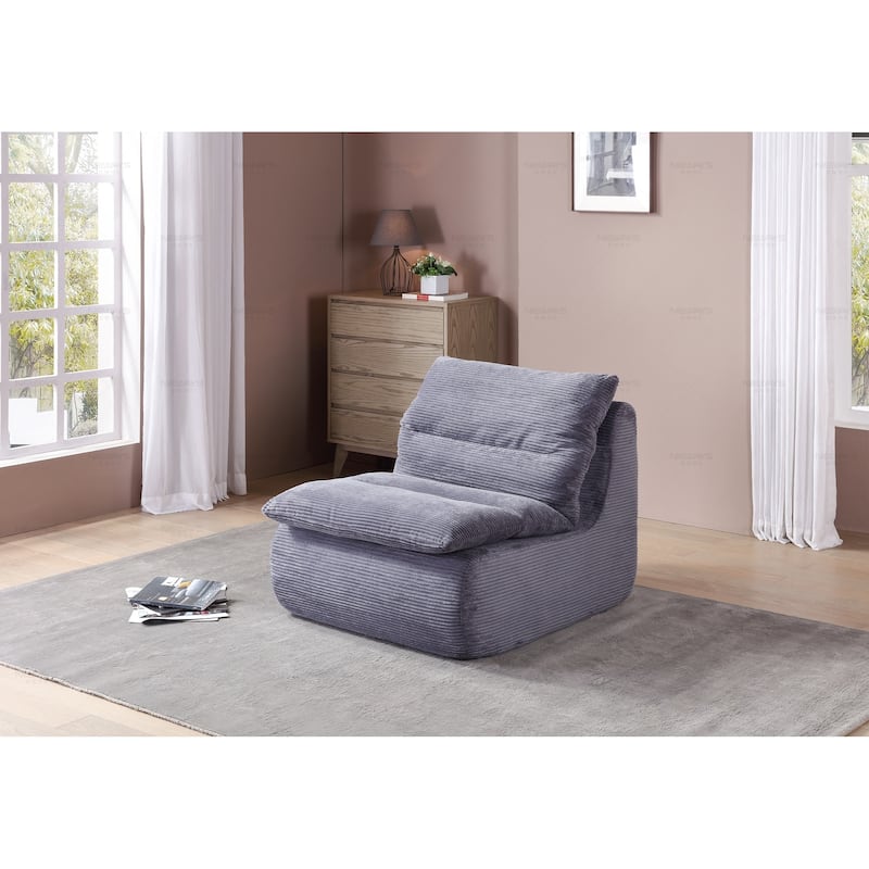 Single Sofa Chair Compression Lounge Bean Bag, Plush Chenille Fabric