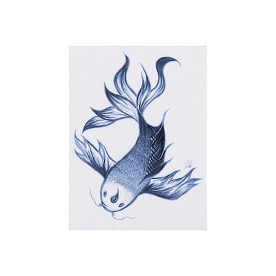 Koi Fish Blue II (30 x 40) Canvas Art Print