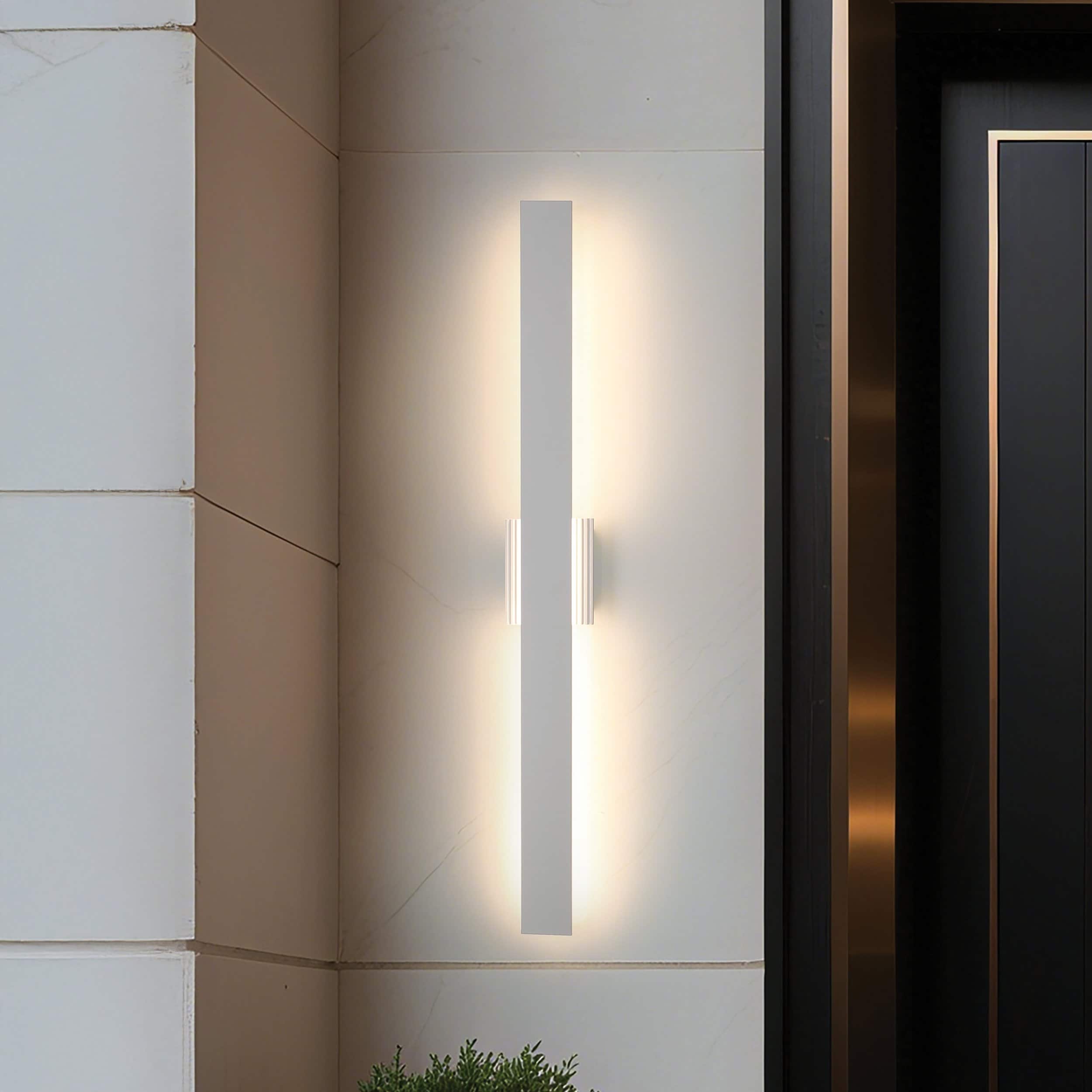 Thesis Jacks 48-inch Textured White 5CCT LED Exterior Wall Sconce