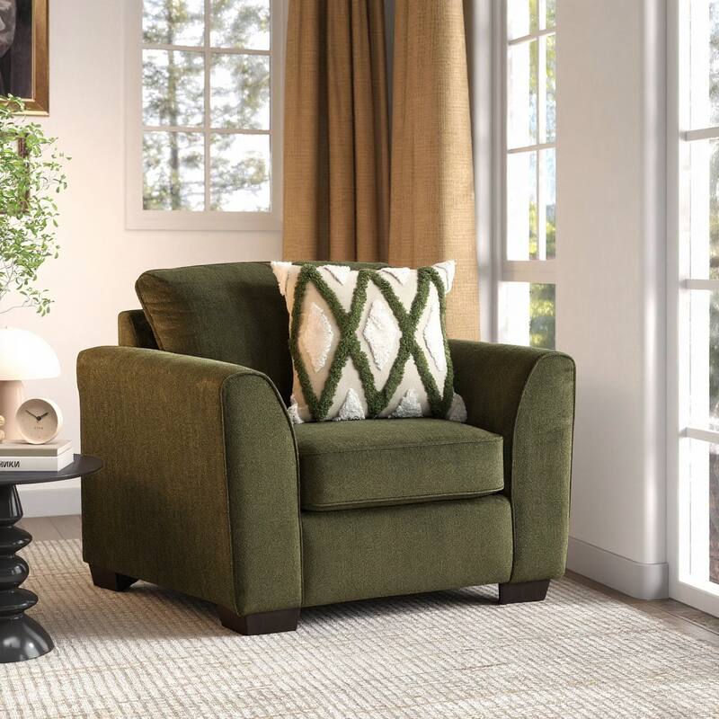 Roundhill Furniture Marvella 3-Piece Living Room Set, Sofa, Loveseat, and Chair with Mosswood Chenille Upholstery