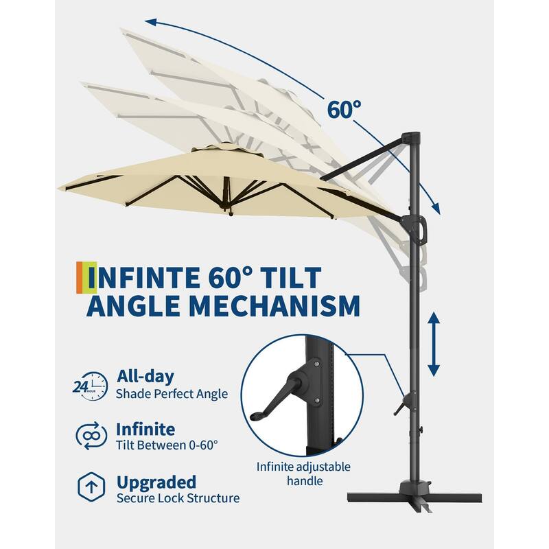 Coromose 10FT Patio Umbrella, 360-Degree Rotation, for Garden Pool Deck BackYard - Beige