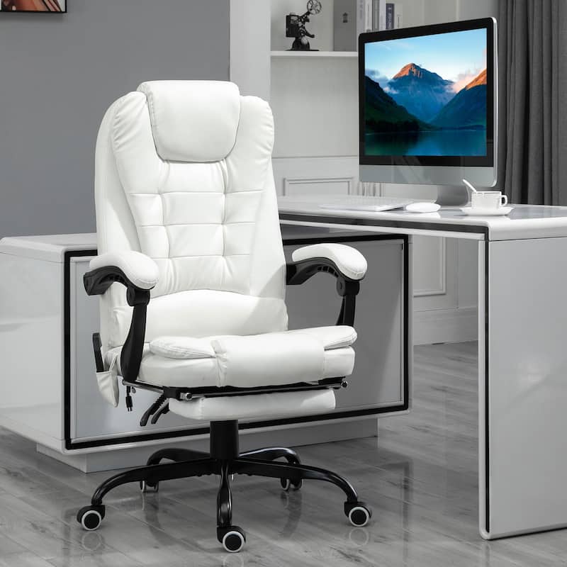 Vinsetto 7-Point Massage Office Chair High Back Executive Recliner - N/A - White