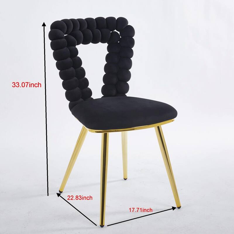 Modern Chair Set (2) with Golden Iron Tube Legs