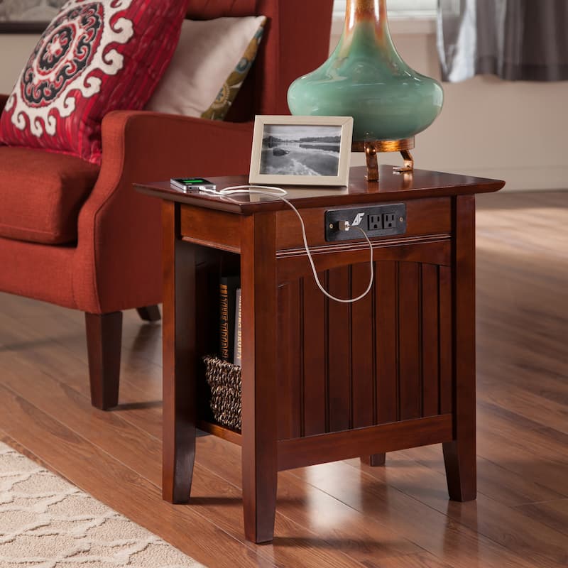 AFI Nantucket Chair Side Table with Built-in Charger