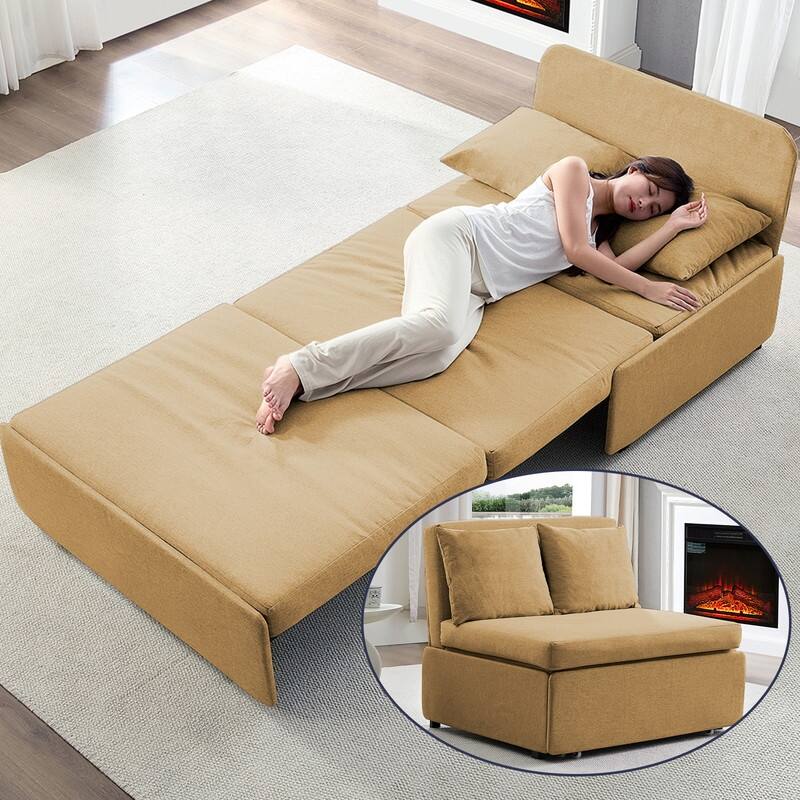 Mixoy Full Size Queen Size Sofa Bed,2 in 1 Convertible Linen 1-Seater/Loveseat Sleeper Sofa Couch with Cushions