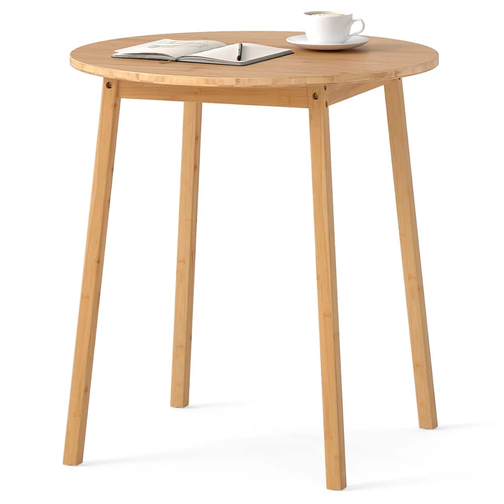 Gymax 27.5'' Round Bamboo Dining Table for 2-4 Person for Small Space
