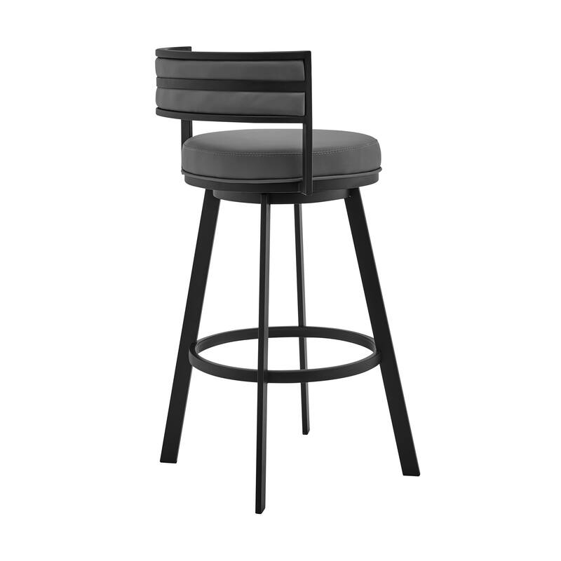 Roman Grey Faux Leather and Metal Swivel 26" Counter Stool