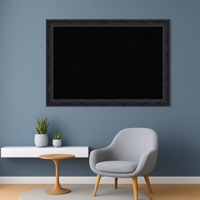 Filigree Gloss Black Framed Cork Board - Bulletin Board, Organization Board, Pin Board