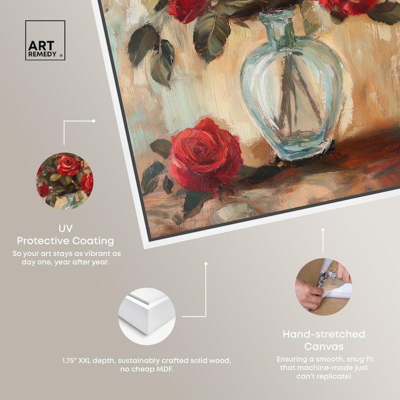 Ruby Roses in Riad Glass Canvas by Art Remedy