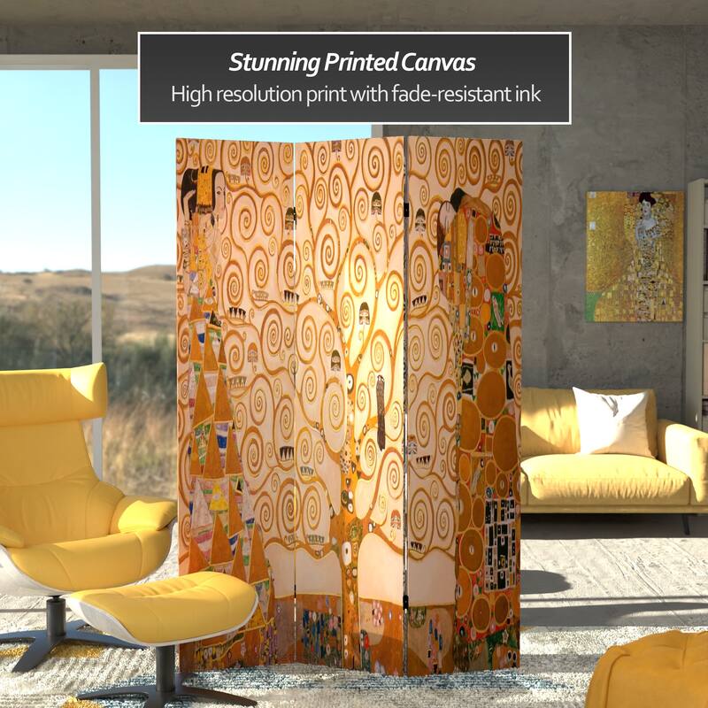 Double-sided 6-foot 'Stoclet Frieze' Works of Klimt Room Divider (China) - 71.25 x 15.75