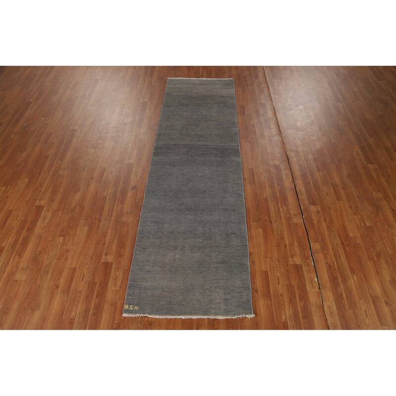 Contemporary Gabbeh Runner Rug Hand-Knotted Wool Carpet - 2'8"x 9'5"