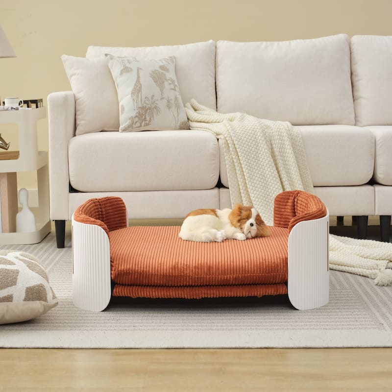 Dog Couch Bed Puppy Sofa Bed with Removable Mattress Cover - 31" W - Brown