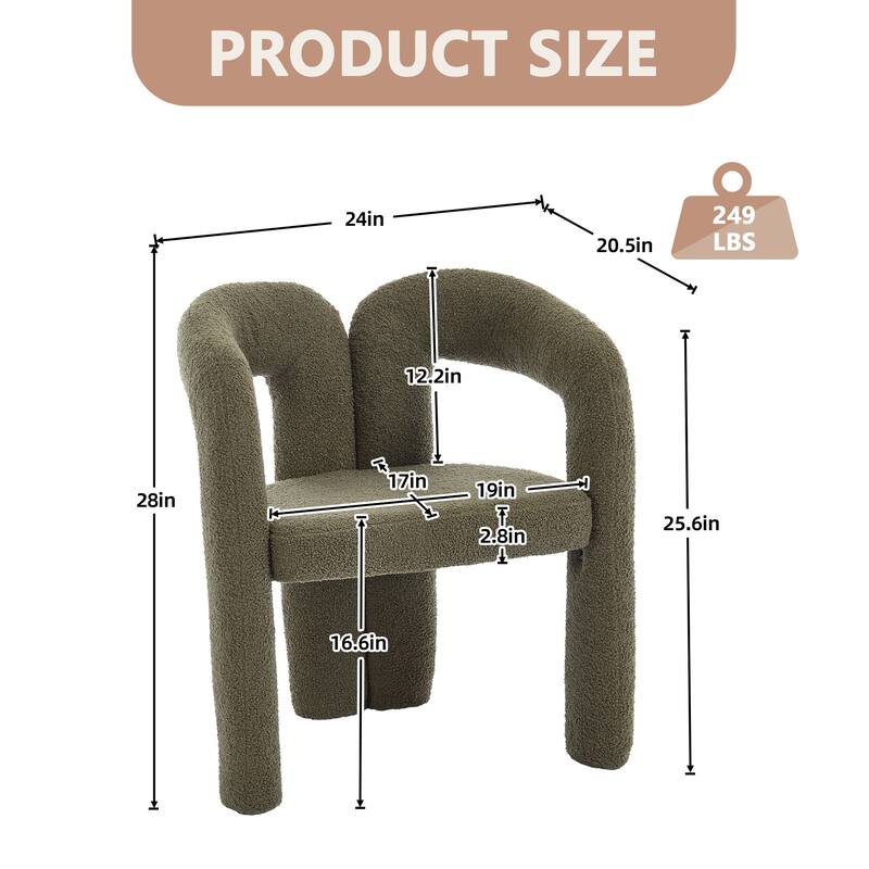 HOMEFUN Teddy Fabric Upholstered Wood Frame Contemporary Designed Dining Side Chair（set of 2）