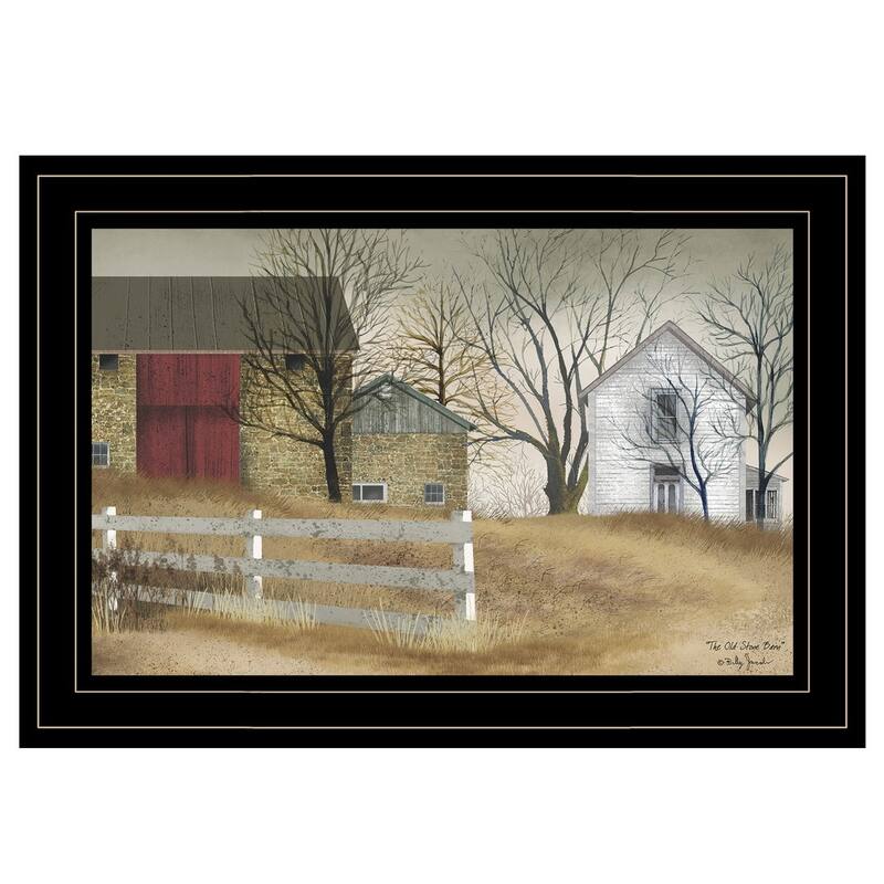 TrendyDecor4U Traditional "The Old Stone Barn" Framed Print Wall Art by Billy Jacobs