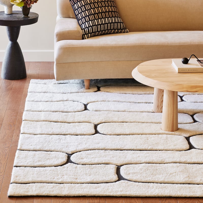 Nazco Abstract New Zealand Wool Area Rug - 4' x 6' - Charcoal