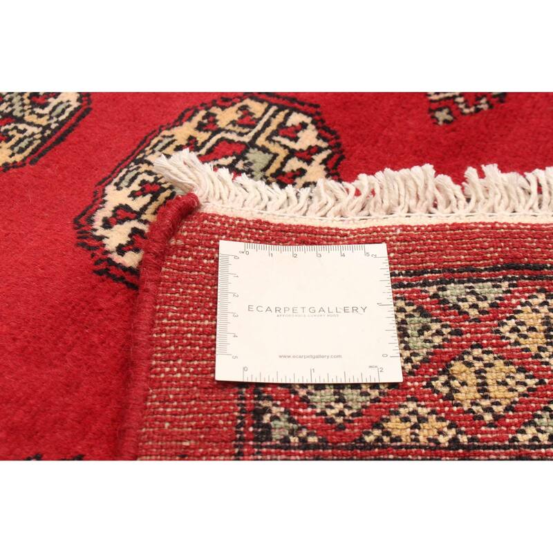 ECARPETGALLERY Hand-knotted Peshawar Bokhara Red Wool Rug - 4'2 x 6'3