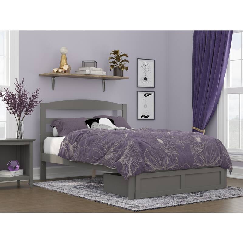 Full Bed with Drawer - Coastal Cottage Style Grey Bedroom Furniture