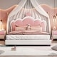 preview thumbnail 8 of 31, Upholstered Princess Bed with Crown Headboard White - Full